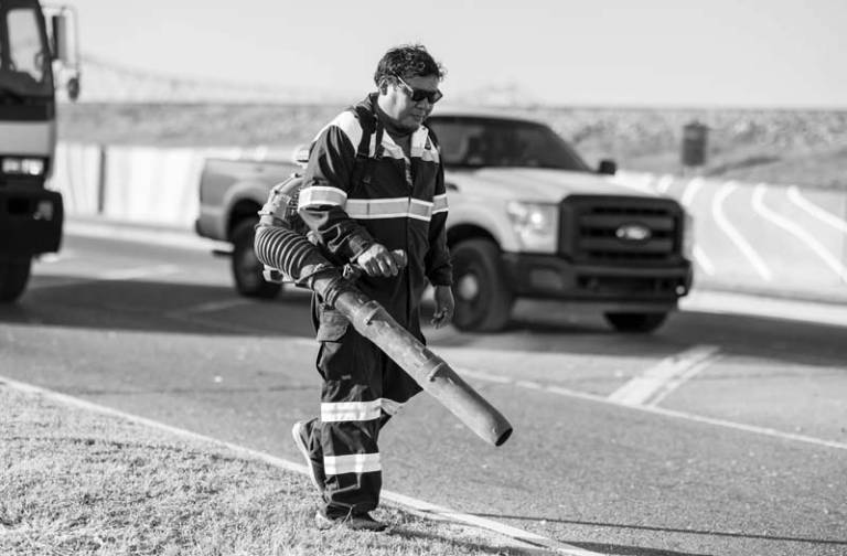 Worker by road